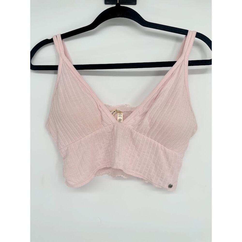 Lucky Brand Pink Wireless Bra Bralette Padded Pullover Lace Size Medium